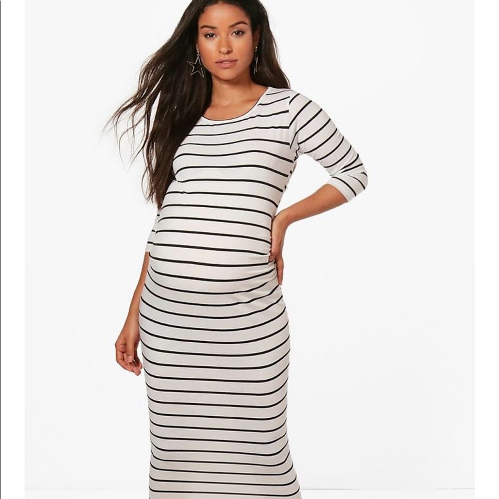 Stripped maternity dress , midi , size 10